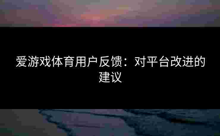 爱游戏体育用户反馈：对平台改进的建议