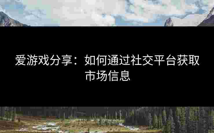 爱游戏分享：如何通过社交平台获取市场信息