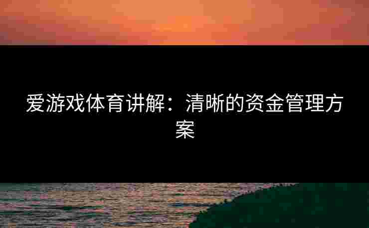 爱游戏体育讲解：清晰的资金管理方案