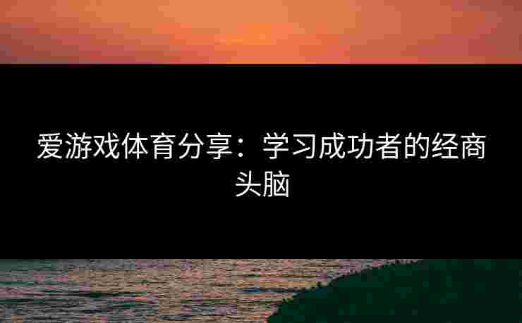 爱游戏体育分享：学习成功者的经商头脑