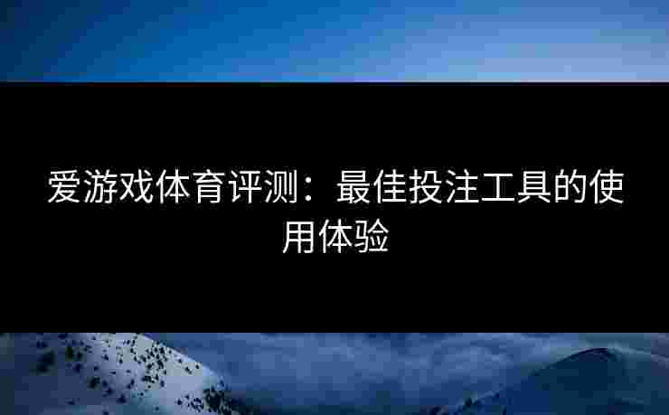 爱游戏体育评测：最佳投注工具的使用体验